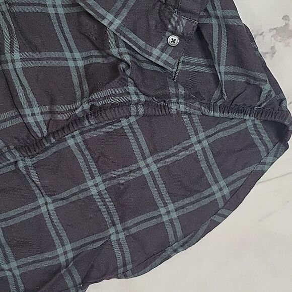 Madewell Palma Plaid Green Crossover Wrap Blouse - Picture 3 of 7